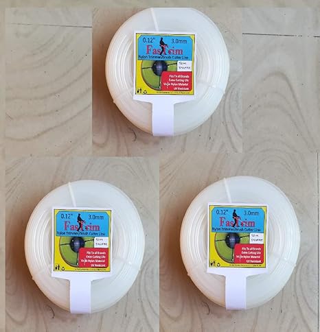 FASTRIM 3 mm (0.12 inch) 50 m Round/White/Grass Cutter/Nylon Trimmer line