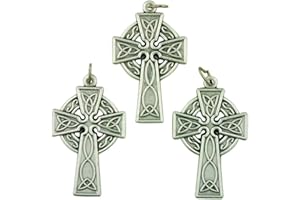 WJ HIRTEN Lot of 3 Silver Tone 1 1/2 Inch Celtic High Cross Irish Pendant