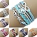 Susenstone®1PC Friendship Antique Leather Charm Bracelet,Infinity Love Heart Pearl