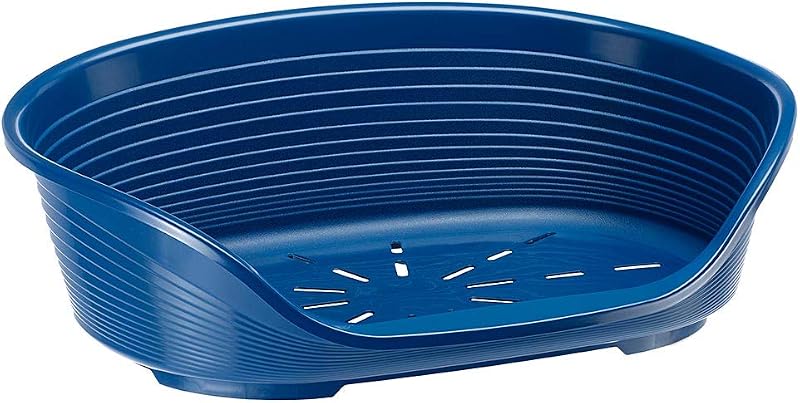 - Cama para perros y gatos - Cama para perros mediana - 100% plástico reciclado - Cesta para perros - transpirable y antideslizante - Siesta Deluxe, 74 x 48 x h 25 CM, AZUL