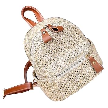 Amazon Com Paja Bolso Hecho A Mano Bolsa De Playa El Verano Paja Mochila Para Viaje Blanco Beauty