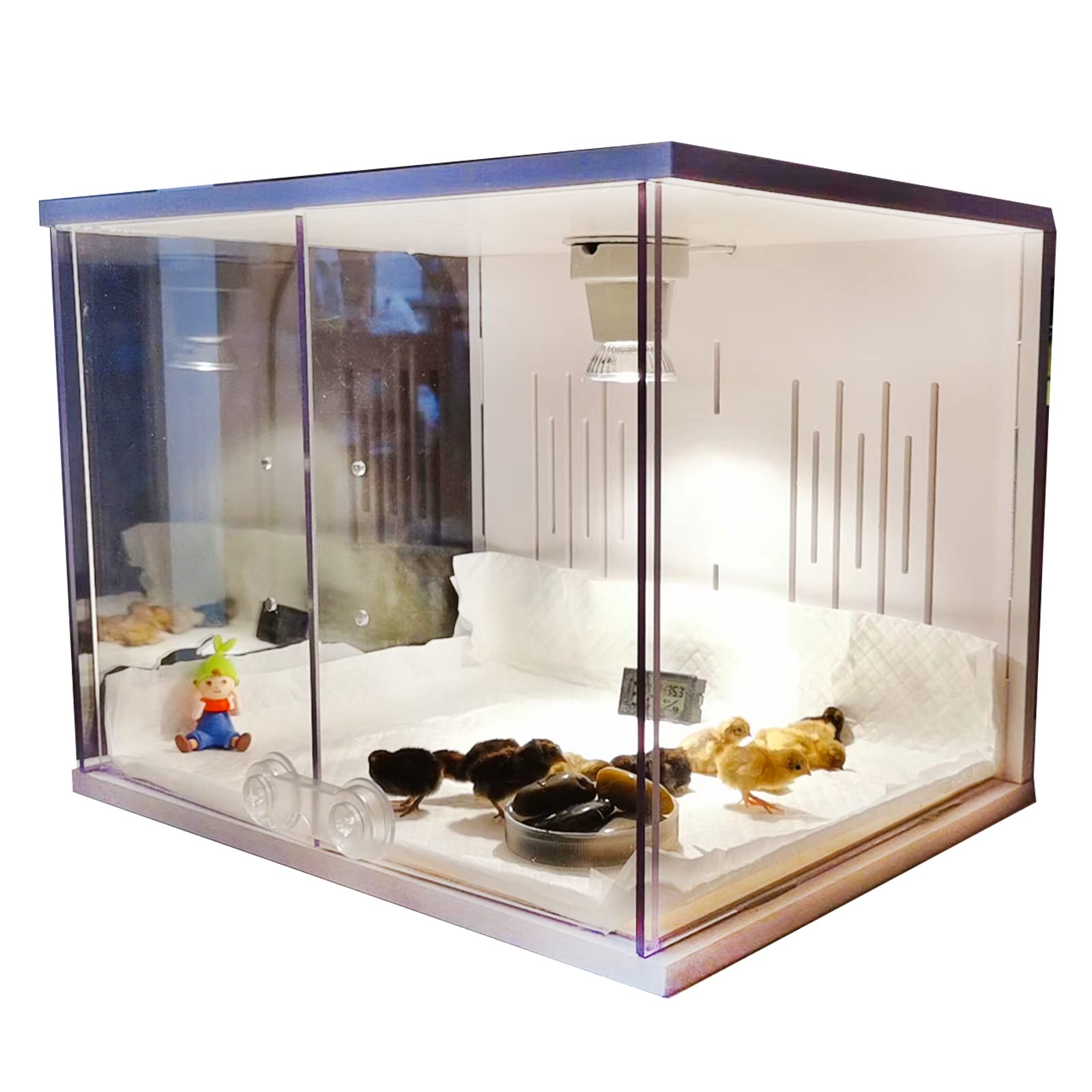 Photo 1 of HKDQ Chick Brooder Brooder Box for Chicks Incubator for Chicks Duckling/Parrot/Chicks Incubator with Heating,Warms up to 25 Chicks with Heating Lamp Set (24" x 16" x 16")