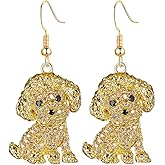 OSCCI Crystal Dog Pendant Earrings for Women, Pet Dog Charm Earrings, Daily Jewelry for Animal Lovers