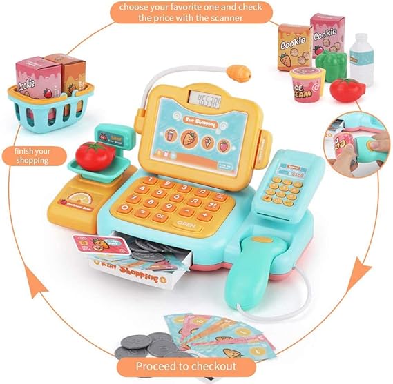 TOYSBBS Caja Registradora Electrónica de Juguete Escáner ...