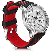 Narako Quick Release Silicone Watch Bands Divers Model Replacement Rubber Watch Strap 20mm 22mm 24mm 26mm Waterproof dot Bicolor Silver Buckle for Men and Women Sport (22mm, Red)