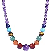 Ayriwoyi 7 Chakra Necklace for Women Strong Healing Crystal Genuine Stone Beaded Gemstone Necklace 20 inches Jewelry Gifts for Women Mom