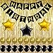 Gold and Black Birthday Decorations Set - Happy Birthday Banner for Birthday Party Decorations | Gold Foil Fringe and Mylar Star Balloons, Pack of 3 | Happy Birthday Black and Gold Party Decorations