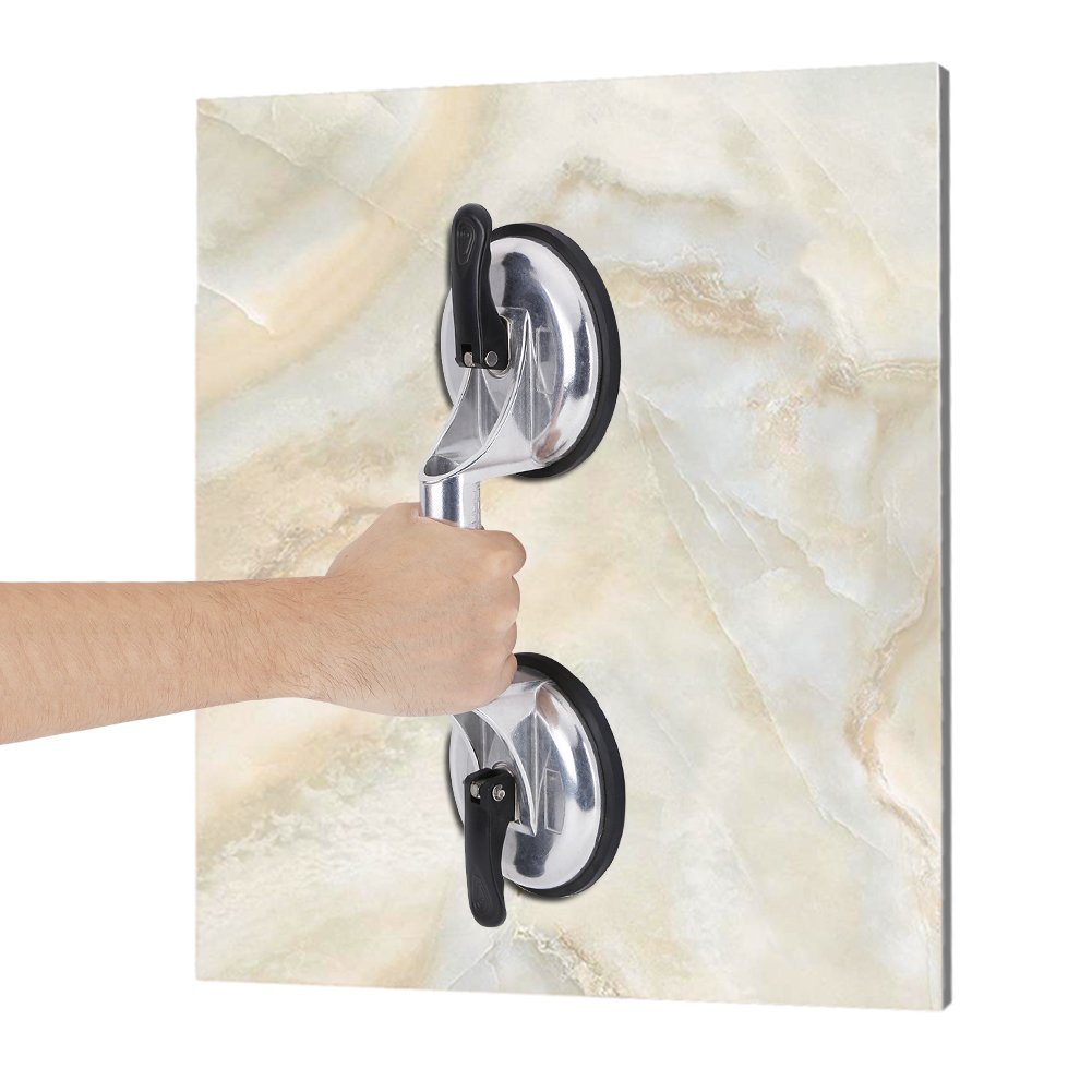 Aluminium Alloy Double Handle Suction Cup PlateFloor Gap Fixer for Bathroom, Shower, Cabinet, Mini Fridge Glass Cleaner