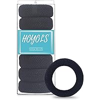 HOYOLS Large Black Hair Ties for Thick Hair, Soft Seamless Cotton Ponytail Holders, No-Damage Strong Bands for Women and Girl