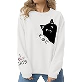 Cayxatiu Cat Sweatshirts for Women Funny Graphic Sweatshirt Cute Paw Printed Long Sleeve Shirts Cat Claws Pullover Tops
