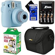 Fujifilm Instax Mini 8 Instant Film Camera (Blue) + Fujifilm Instax Mini Instant Film (20 sheets) + 4 AA High Capacity Rechargeable Batteries with Battery Charger + Well Padded Camera Case + HeroFiber Ultra Gentle Cleaning Cloth