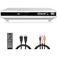 HD DVD Player for TV, Region-Free DVD CD Player for Home with HDMI/RCA Output USB Input, Plays All Regions and Multi-Format, 1080P HD Compact DVD Player for Family Movies with Remote Control (White)