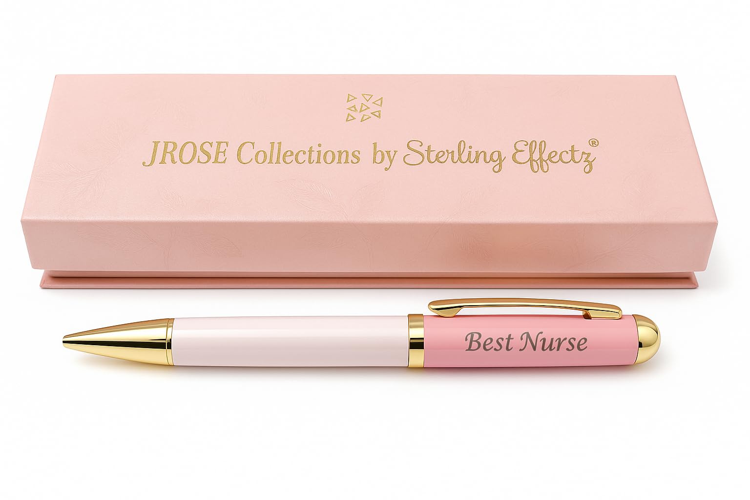 JRose Collections Best Nurse Engraved Twist Ballpoint Pen with Gift Box – Pink & Gold Metal Design, Smooth Black Ink, Premium Writing Pen for Appreciation & Thanks by Sterling Effectz