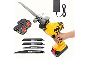 Cordless Reciprocating Saw: Variable Speed, Tool-Free Blade Change Electric Saw, Includes 2 Batteries, Charger, 4 Saw Blades,