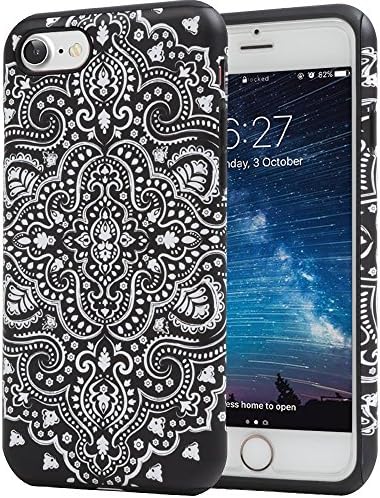 iPhone 6S Case, Black Mandala Slim Dual Hard Case [Shockproof] [Dual Layer] [Drop Protection] Fashion Design Pattern for Apple iPhone 6S (2015) &amp; iPhone 6 (2014) - Black Mandala