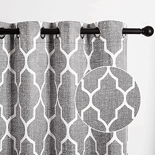 StangH Moroccan Blackout Curtains - Grey Printed Kitchen Window Drapes Light Bl…