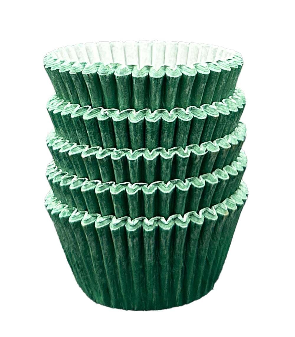 Scrumptious! 125PC Mini Muffin Cases - Dark Green - 45GSM 31mm x 23mm Greaseproof Paper Baking Cases - Great for Christmas Halloween Birthday and Anniversary Party Cakes Bakes and Sweets