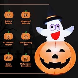 Tangkula 4.9 FT Inflatable Ghost in Pumpkin, Self