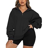 Chulianyouhuo Womens Plus Size Half Zip Pullover Long Sleeve Oversized Sweatshirt Drop Shoulder Hoodie Teen Girls Y2K Clothes