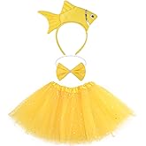 Matiniy 3 Pieces Fish Costume Include Goldfish Headband Bow Tie and Tutu Skirt for Book Day Dress Up