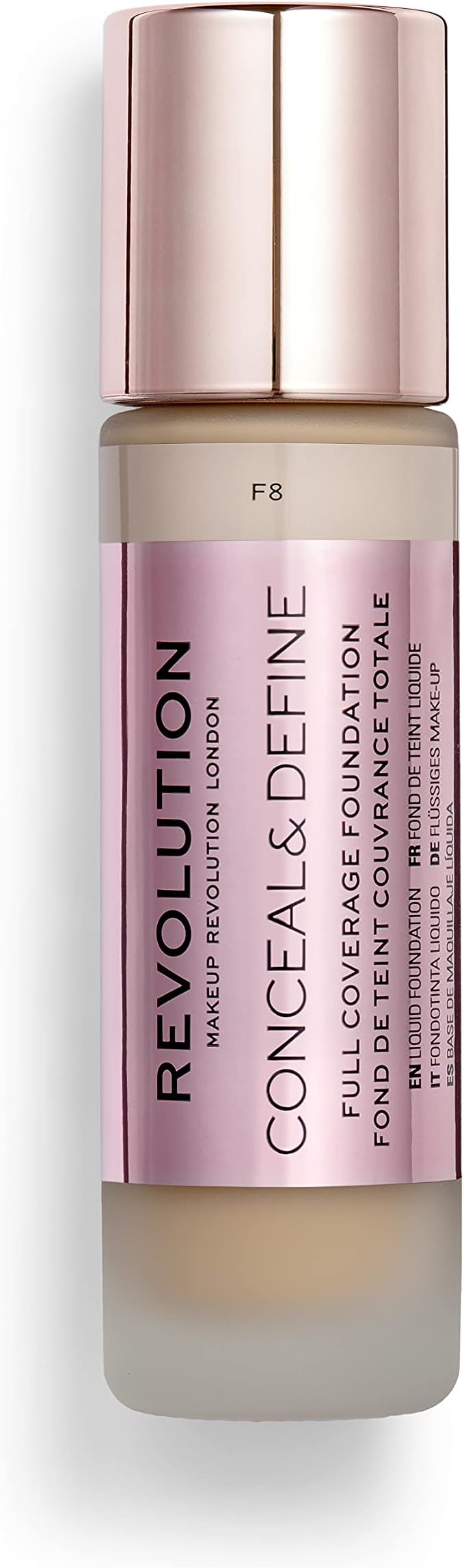 Revolution Beauty London Conceal and Define Foundation F8 23ml Lightweight