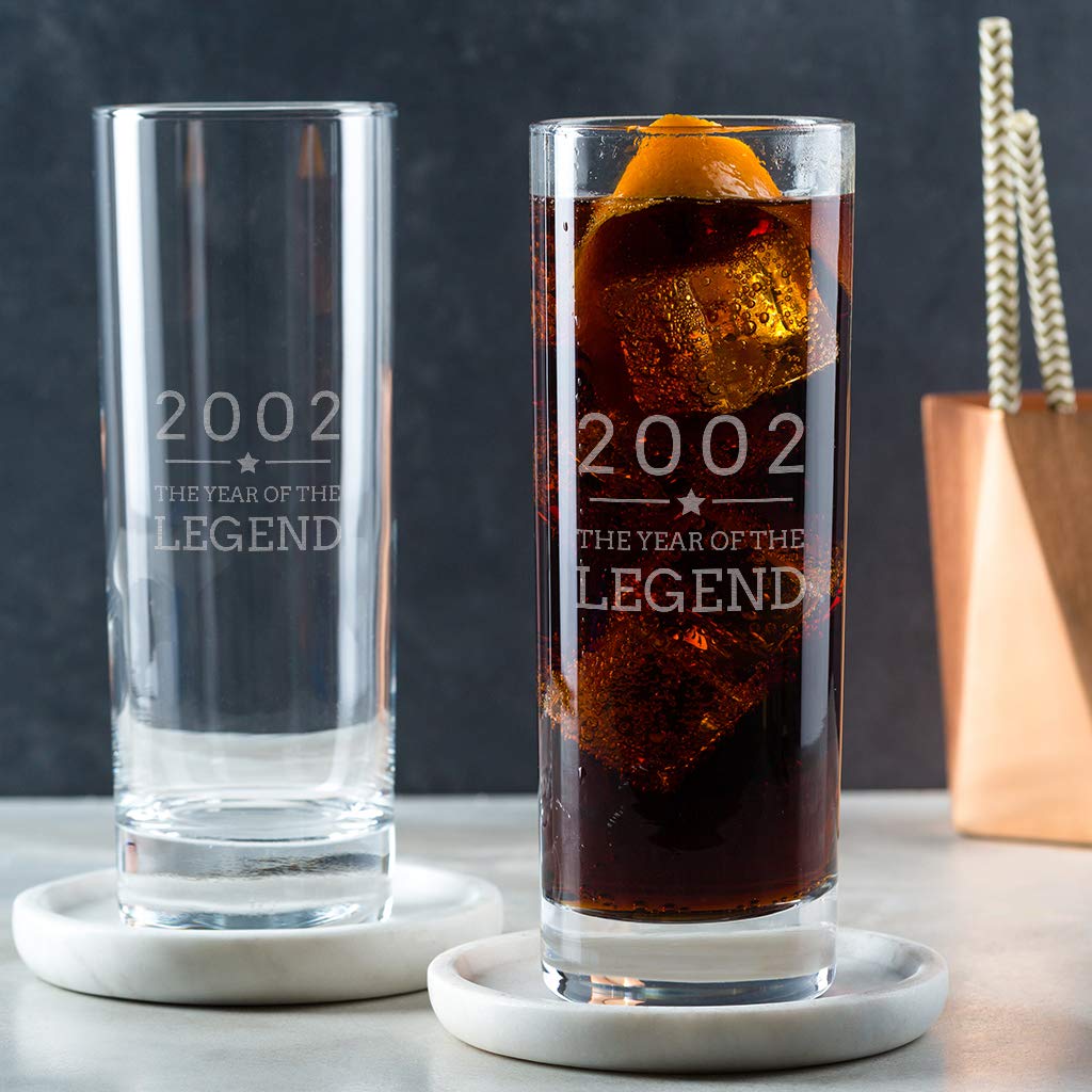 Engraved Highball Glass - 2007 Year of The Legend Design - 18th Birthday Gifts for Boys - Cocktail Glass