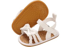 E-FAK Infant Baby Girls Sandals Summer Crib PU Leather Bowknot Soft Anti-Slip Rubber Sole Toddler First Walkers Shoes