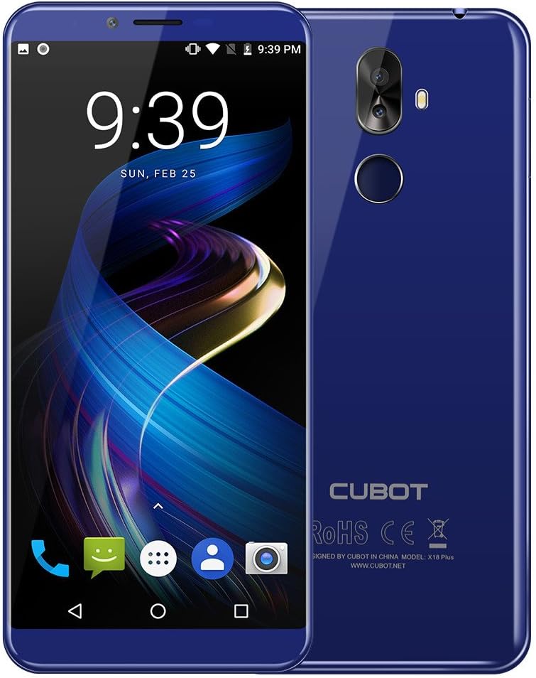 Cubot X18 Plus【5.99" 18:9 FHD+Screen 4GB/64GB】Unlocked 4G Smartphone Android 8.0 MTK6750T Octa Core Dual Rear Cameras(20.0MP+2.0MP) Dual SIM Fingerprint 4000mAh Battery UK Sim Free Mobile Phone-Blue