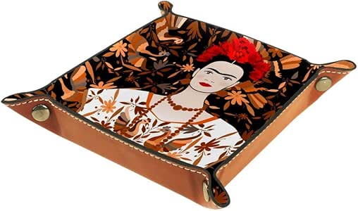 Frida Kahlo - Bandeja organizadora de fondo con bordado floral y pavo