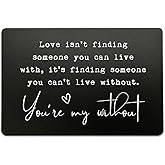 OFlyDesigns Mother and father's Day Gift for Boyfriend or Husband, Engraved Wallet Insert Card, “Love Is Finding Someone You Can’t Live Without” Message, Anniversary & Birthday Gift for Couples
