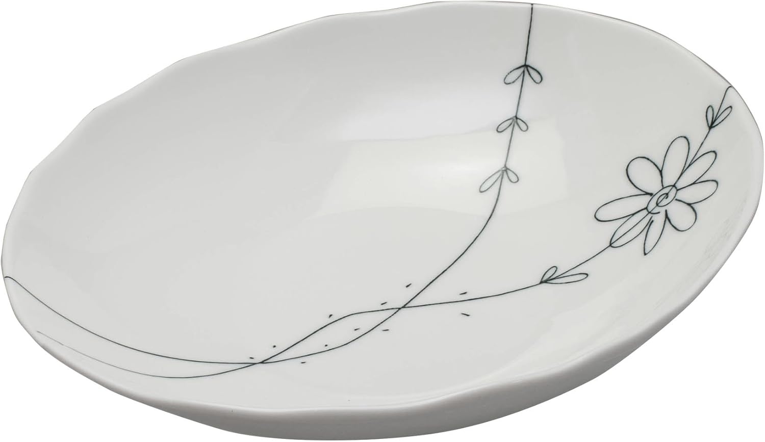 Flower Line Large Deep Oval Plate Dinner Plates