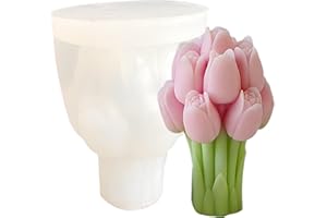 Candle Molds, Beautiful Tulips Flower Silicone Mold, Tulips Bouquet Silicone Moulds for Candle Making Home Decorating Ornamen
