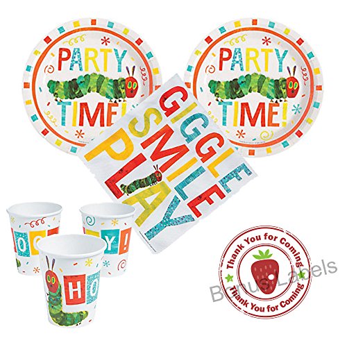 The Very Hungry Caterpillar Party supplies 16 guests, cake plates,