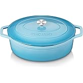 vancasso Enameled Cast Iron Dutch Oven, 9.3 Quart Dutch Oven Pot with Lid, Oval Dutch Oven Cast Iron Pot with Non Stick Coating for Bread Baking, Light Blue