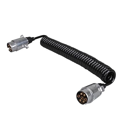 ProPlus Spiralkabel 4,5M Anhängerkabel 2x Stecker Verbindungskabel 7 polig Spiralleitung Anhänger Kabel für Bremslicht, Schlu