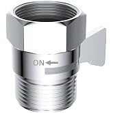 Hibbent All Metal 1 Pack Shower Head Flow Control Valve, G1/2 Brass Shut-off Valve with Metal Handle Lever, Shut OFF Water Flow Control Regulator for Handheld Shower, or Bidet Sprayer, Chrome