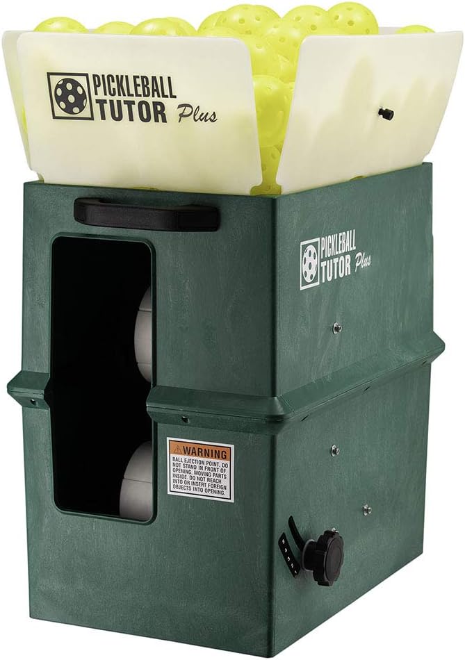OnCourtOffCourt Pickleball Tutor Plus - Includes 2-Line Oscillation, Electronic Elevation, and Remote/Spin Feature Added to Plus Version (110 Ball Capacity)