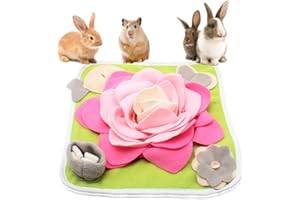 ALIBUY Rabbit Foraging Mat Snuffle Mat for Small Animals Bunny Puzzle Toys Pets Interactive Feeding Mat for Guinea Pigs Hedgehog Chinchilla Puppies (Pink)