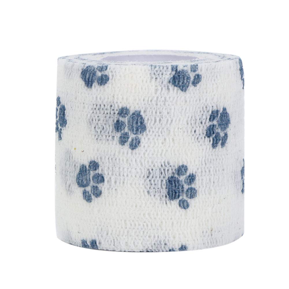 Oumefar Self Adhesive Pet Bandage Breathable Non Woven Bulk Elastic Wrap Vet Tape First Aid for Injury Cats Dogs Ankle Sprains(Blue)