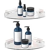 Set of 2 Shower Caddy Bathroom Shelves - Vdomus No-Drill Shower Organizer - Floating Adhesive Acrylic Storage for Tile Walls - Sleek and Durable Bathroom Organizers and Storage