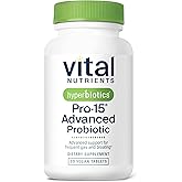 Hyperbiotics Vital Nutrients Pro-15 Advanced Probiotics for Women and Men | 15 Strains + Kiwifruit | Clinically Studied Daily Probiotics for Digestive Health, Gas, & Bloating | 30 Vegan Tablets