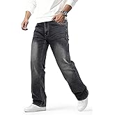 Heyfanee Mens Jeans Relaxed Fit Stretch Denim Jeans for Men Straight Leg Comfort