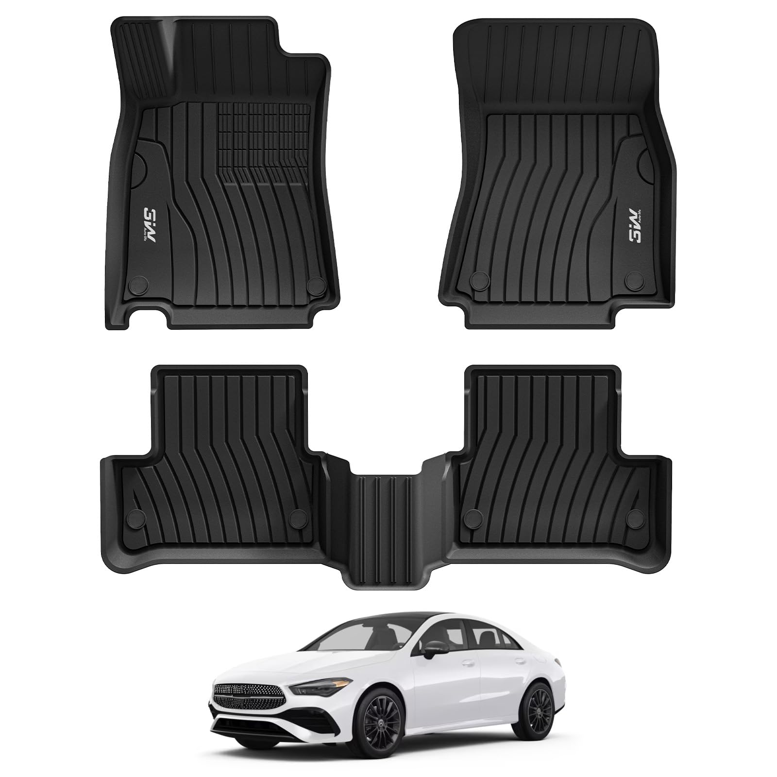 3W Floor Mats for Mercedes Benz CLA 250(2020-2026) / GLA 250(2021-2026), TPE All Weather Custom Fit Floor Liner for Benz CLA GLA, TPE All-Weather Custom Fit Car Liners Image