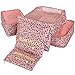 Yuhan Pretty 6pcs Packing Cubes Set Travel Luggage Organizer - 3 Travel Cubes + 3 Pouches (6 Sets, Pink Leopard)