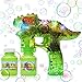 YIZI Dinosaur Bubble Gun Bubble Blower with LED Flashing Lights and Music, Dinosaur Bubble Toy for 1 2 3 4 5 Year Old Girl and Boy