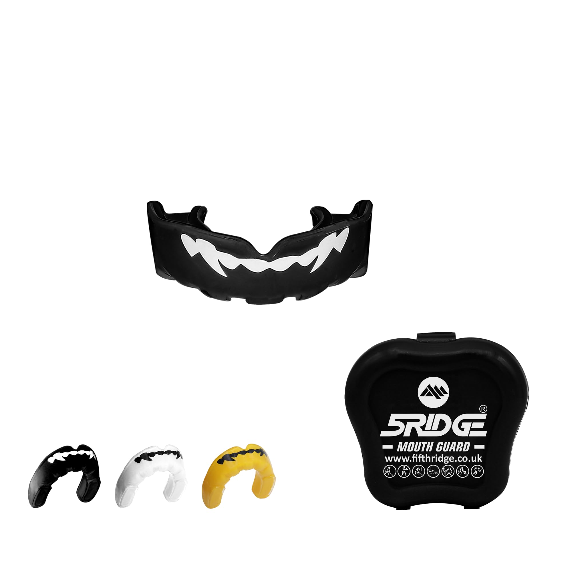Mouthguard Slim Fit, Junior Gum Shield with Case for Youth Adult for School Combat Sports, MMA, Rugby, Judo, Karate, Hockey, Soccer, MMA Boxing, Martial Arts, Basketball (Black, Junior)