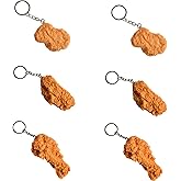 LONG XIN SERIES 6 PCS Fried Chicken Leg Chicken Wing Chicken Nuggets Keychain Imitation Food Keychain Simulation Food Pendant Food Key Ring for Handbag Purse Car Accessories
