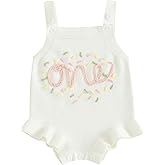 Frietlebird Infant Baby Girl Sleeveless Knit Romper Half and One Birthday Outfit Cute Baby Girl Summer Clothes