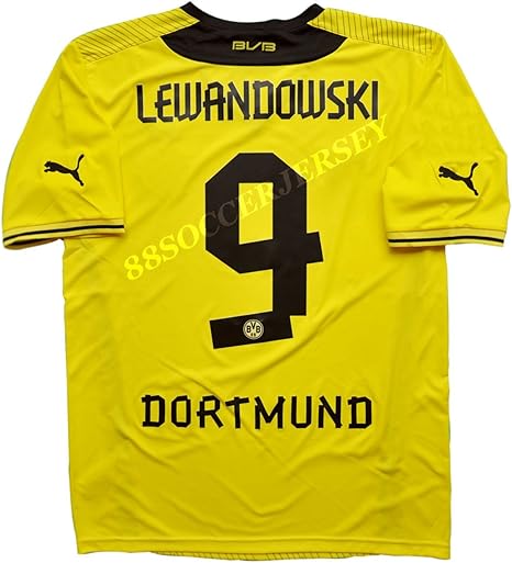 New 13 14 Borussia Dortmund Home Lewandowski 9 Soccer Jersey Shirt Amazon Co Uk Sports Outdoors