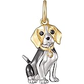 SCAMPER & CO .925 Sterling Silver Rhodium, Gunmetal or 18K Yellow Plated Dog Breed Charms - Cubic Zirconia for Necklace and Bracelets, Gemstone Hypoallergenic Jewelry Sterling Silver Charm Only